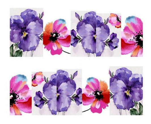 SENECIO Purple 3D Oil Printing French Nail Art Manicure Decals Water Transfer Stickers 1 Sheet - HalfPe