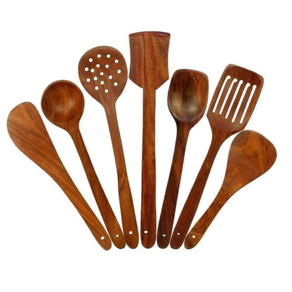 Wooden Spoon Set for Cooking (Pack of 7) - HalfPe