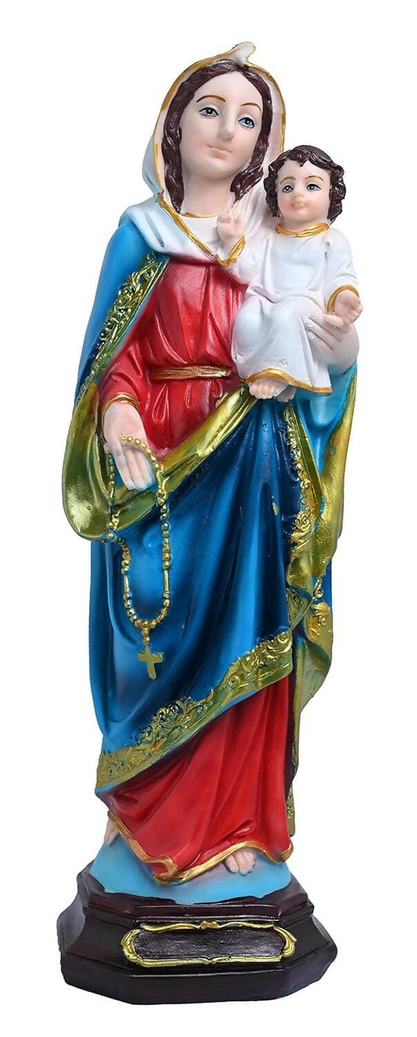 KariGhar Resin Madonna, Mother Mary with Infant Jesus Catholic Idol Decoration, (6 Inch, Multicolour) - HalfPe