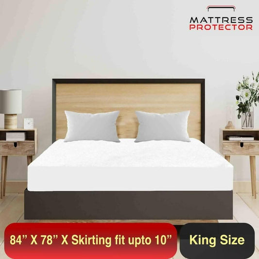 Mattress Protector White Bed Cover Sheet for Double Bed (84 inch x 78 inch) - HalfPe