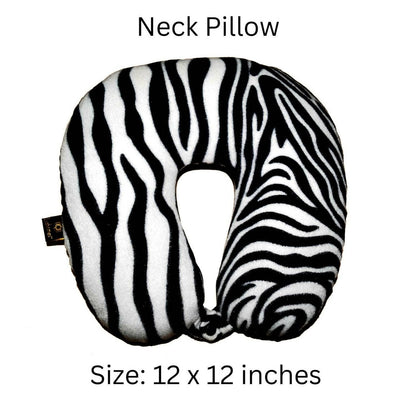 Lushomes Travel Pillow, White Zebra Skin Printed Neck Pillow, neck pillow for travel, For Flights, for Train, for neck pain sleeping (Single pc, Size: 12 x 12 inches) - HalfPe