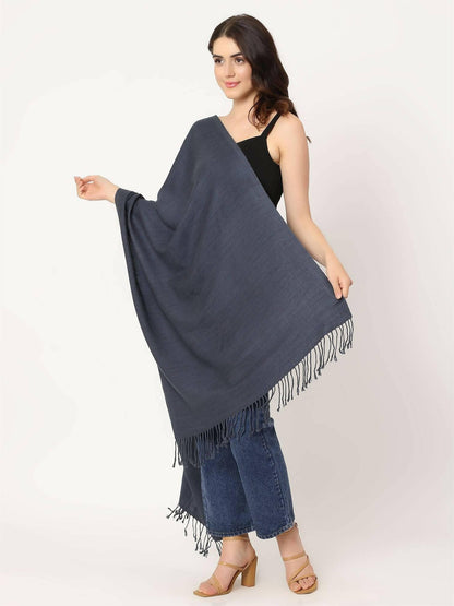 Grey Wool Stole for women - HalfPe