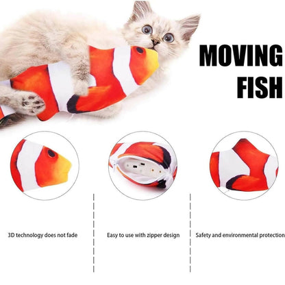 pet gains PGQ 30 cm Flopping Clownfish Cat Toy - USB Rechargeable Battery - HalfPe