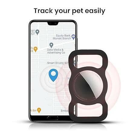 Squif Protective Silicone Case Cover for Airtag, Pet, Dog, Cat Collar Airtag Case Covers (Black_White) - HalfPe