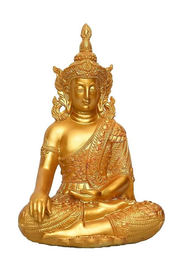 KariGhar Antique Meditating Buddha Statue Idol Perfect for Home | Prayer Room | Living Room | Decoration & Gifting (A0108) - HalfPe