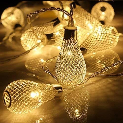 Golden String Lights Metal water drop light for home Decoration Lights (14 lights) - HalfPe