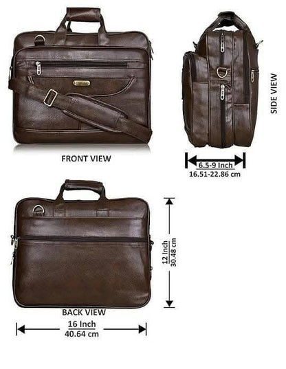 LOREM Chocolate Color Faux Leather 28L Messenger Bag For Men - HalfPe