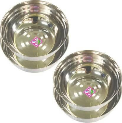 SHINI LIFESTYLE Stainless Steel Serving Bowl Stainless Steel Curry Bowl/Vegetable Katori 15cm (Pack of 4, Silver) - HalfPe