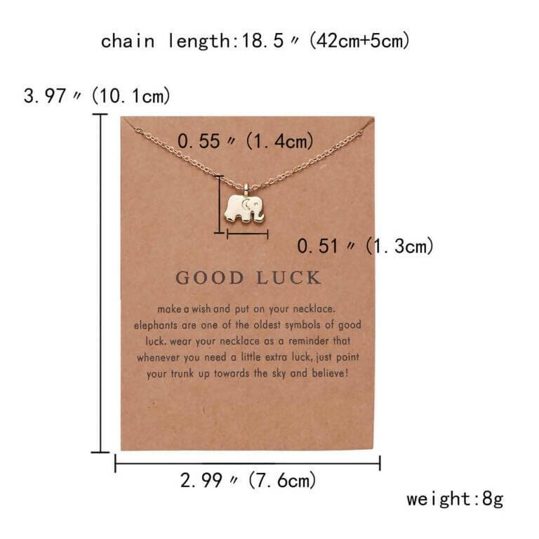 Pinapes Good Luck Charm Elephant Pendant Necklace with Wish Card for Women and Girls - HalfPe