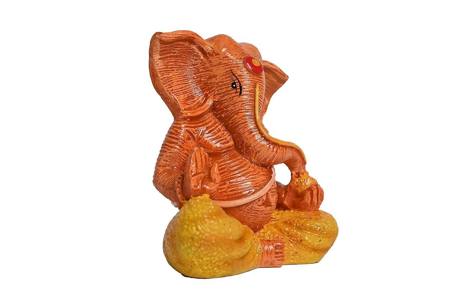 KariGhar Ganesh Ji Murti Statue for Puja Room Decorative Showpiece Idol for Home (5 inch), (Orange) - HalfPe