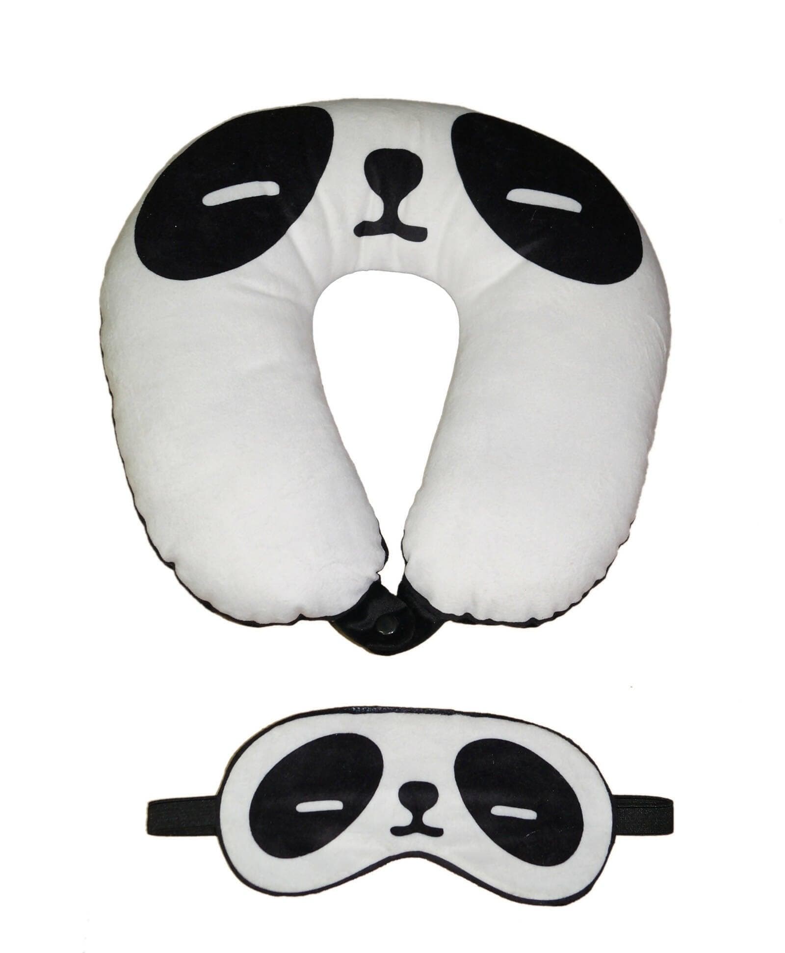 Lushomes neck pillows and eye masks, Black & White Smooth Velvet Neck Travel Pillow and Eye mask (Cervical Pillow, Pack 2, 12 x 12 inches) (White - Black) - HalfPe