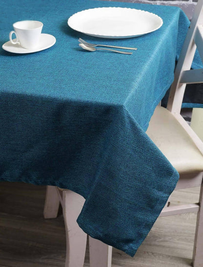 Lushomes Jute table cloth, dining table cover 6 seater, table cloth for 6 seater dining table, Rectangle dining cover, Jute Table Cover, Turqoise Blue (Pk of 1, Size: 50x75 Inch, 4 FTx6 FT Approx) - HalfPe