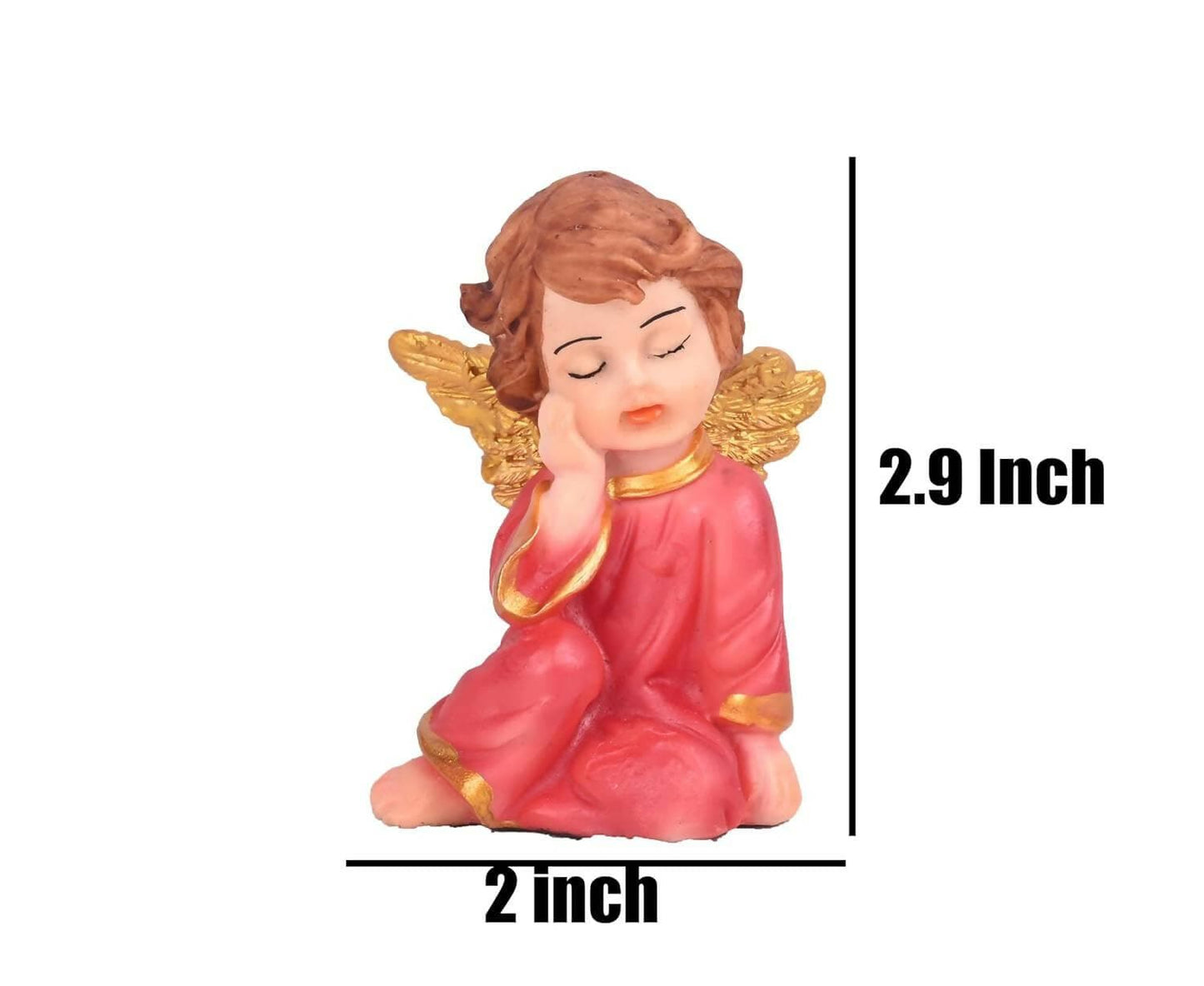 KariGhar Resin Small Pink Sitting Angel Statue Catholic Idol for Home (Pink) - HalfPe