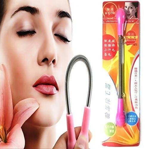 SENECIO'S Facial Hair Remover Spring Stick Epilator Threading Epistick (pink) - HalfPe