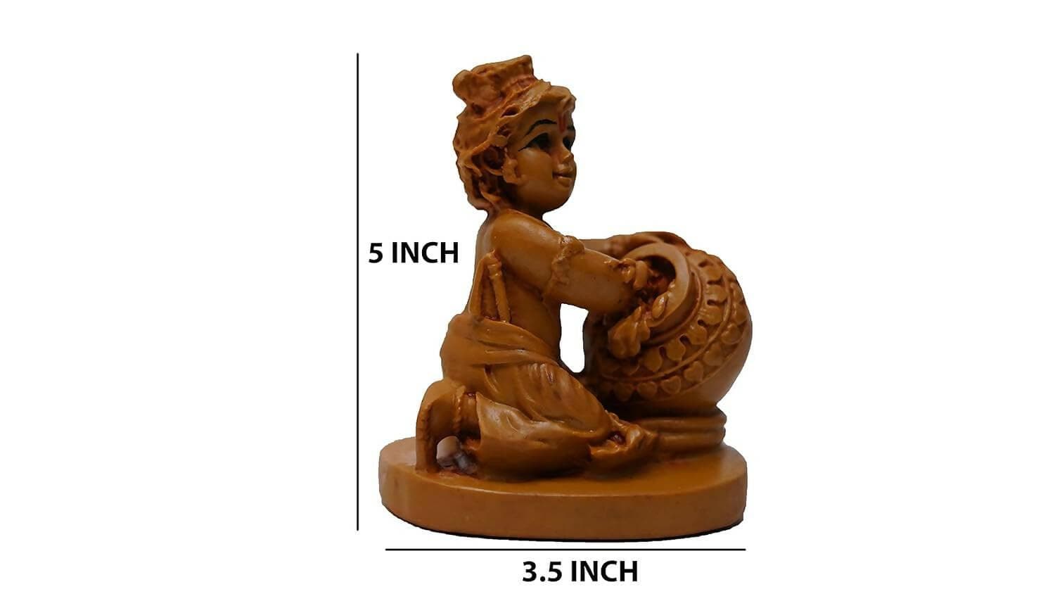 KariGhar Bal Krishna (Makhan) Idol for Home (Brown, 2.75X3.5X5 inches) - HalfPe