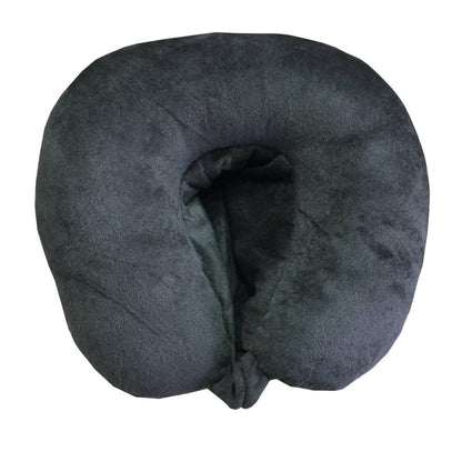 Lushomes neck pillow with hoodie, Dark Grey Travel Pillow with a Hoodie for Exceptional Comfort, neck pillow for travel, For Flights, for Train, for neck pain sleeping (14 x 14 inches) - HalfPe