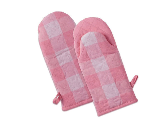 Lushomes oven gloves heat proof, Buffalo Checks microwave gloves Frog Style, oven accessories, microwave hand gloves (Pack of 2, 6 x 13 Inches) (Pink White) - HalfPe