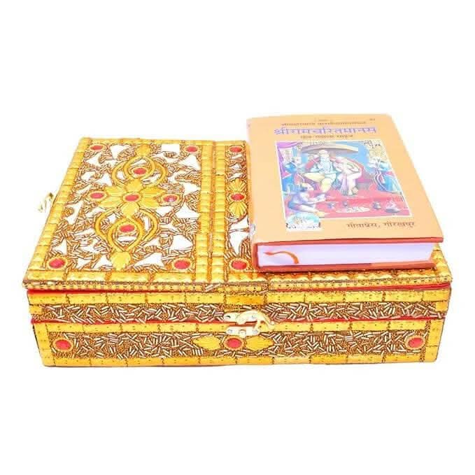 Santarms Wooden for Reading - ramcharitmanas Box Stand Fordable bhagwat Geeta Stand Box - HalfPe