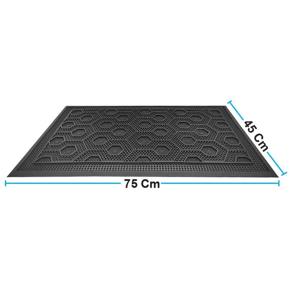 Mats Avenue Rubber Molded Geometric Pattern Floor Mat Black Color (45x75 CM) - HalfPe