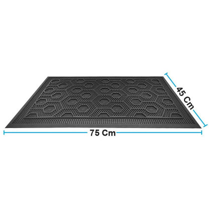 Mats Avenue Rubber Molded Geometric Pattern Floor Mat Black Color (45x75 CM) - HalfPe