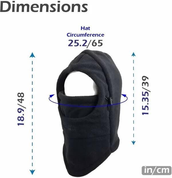 Solid Balaclava Hood Hat Thermal Fleece Face Mask Neck Warmer Full Face Cover Cap Winter Ski Mask (Black ) - HalfPe