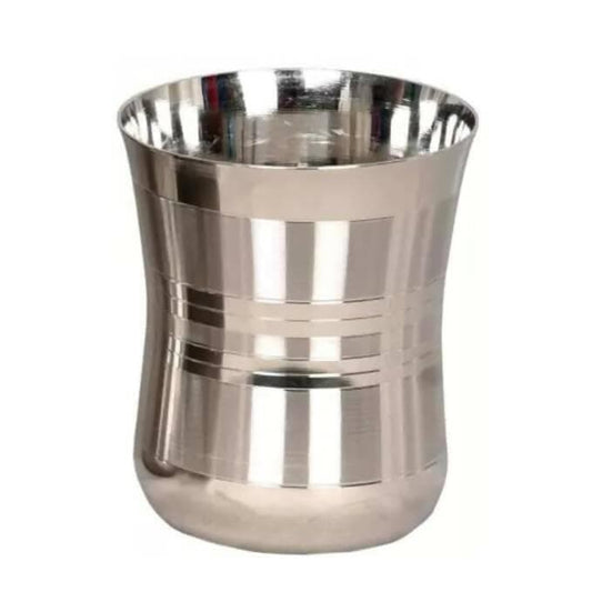 SHINI LIFESTYLE LASSI Glass, Curve Design, Glass Set Water/Juice Glass(720 ml, Steel, Silver-2) - HalfPe