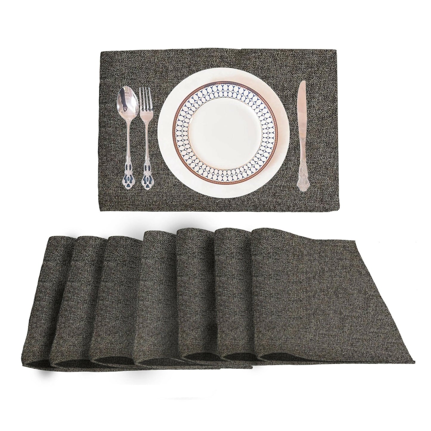 Lushomes Jute Table Mat, Coffee Brown Dining Table Mat, table mats Set of 8, Also Used as kitchen mat, fridge mat, cupboard sheets for wardrobe, Jute Place mats (Pack of 8, 12x18 Inches, 30x45 Cms) - HalfPe