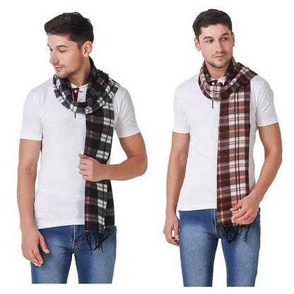 Multispace Men's and Women's multicolored Soft Checkered Casual Cold Weather Winter Woollen Muffler (Pack of 3) - HalfPe