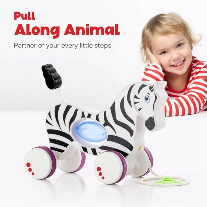 ZUDO Pull Along Toddler Toy (zebra) - HalfPe