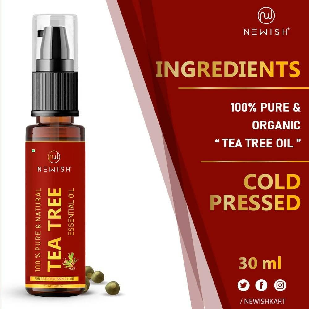 Newish Tea Tree Essential Oil for Skin Acne, Anti fungal oil, Hair, Aromatherapy (30 ML) - HalfPe