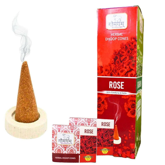 Gaumayam Rose Flavour Dhoop Cone for Pooja (240pcs) - HalfPe