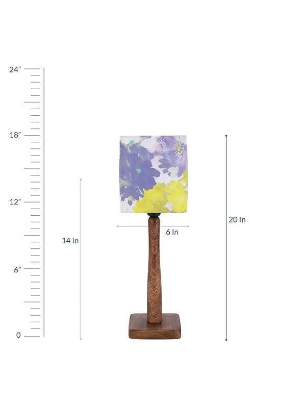 Purple Flowers Wooden Lamp - HalfPe