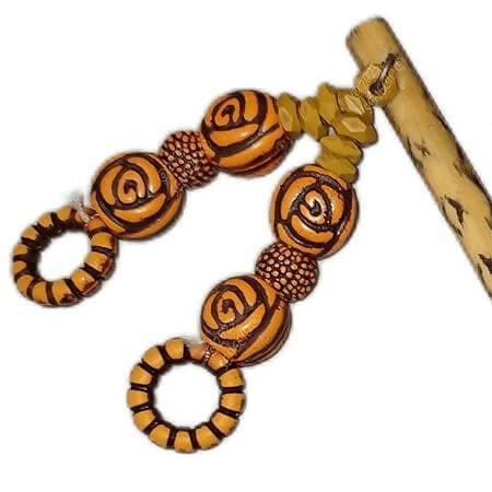 SENECIO 2Pc Carved Rose Ethnic Wooden Ring Classical Engraved Tassel Hair Stick For Girls & Women Hair Accessories Combo Set - HalfPe