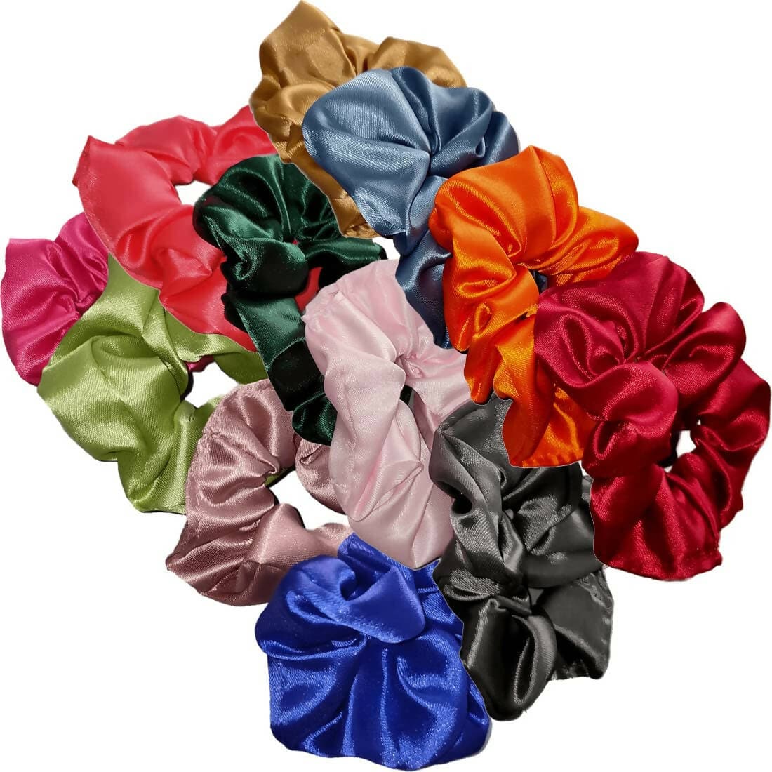 SENECIO Luxury Silky Soft Satin Colorful Scrunchies Hair Ties Ponytail Holder Multicolor(12Pc) - HalfPe