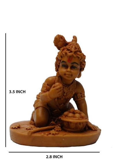 KariGhar Bal Krishna, Ladoo Gopal (Brown) (2.2 x 2.8 x 3.5 inches) - HalfPe