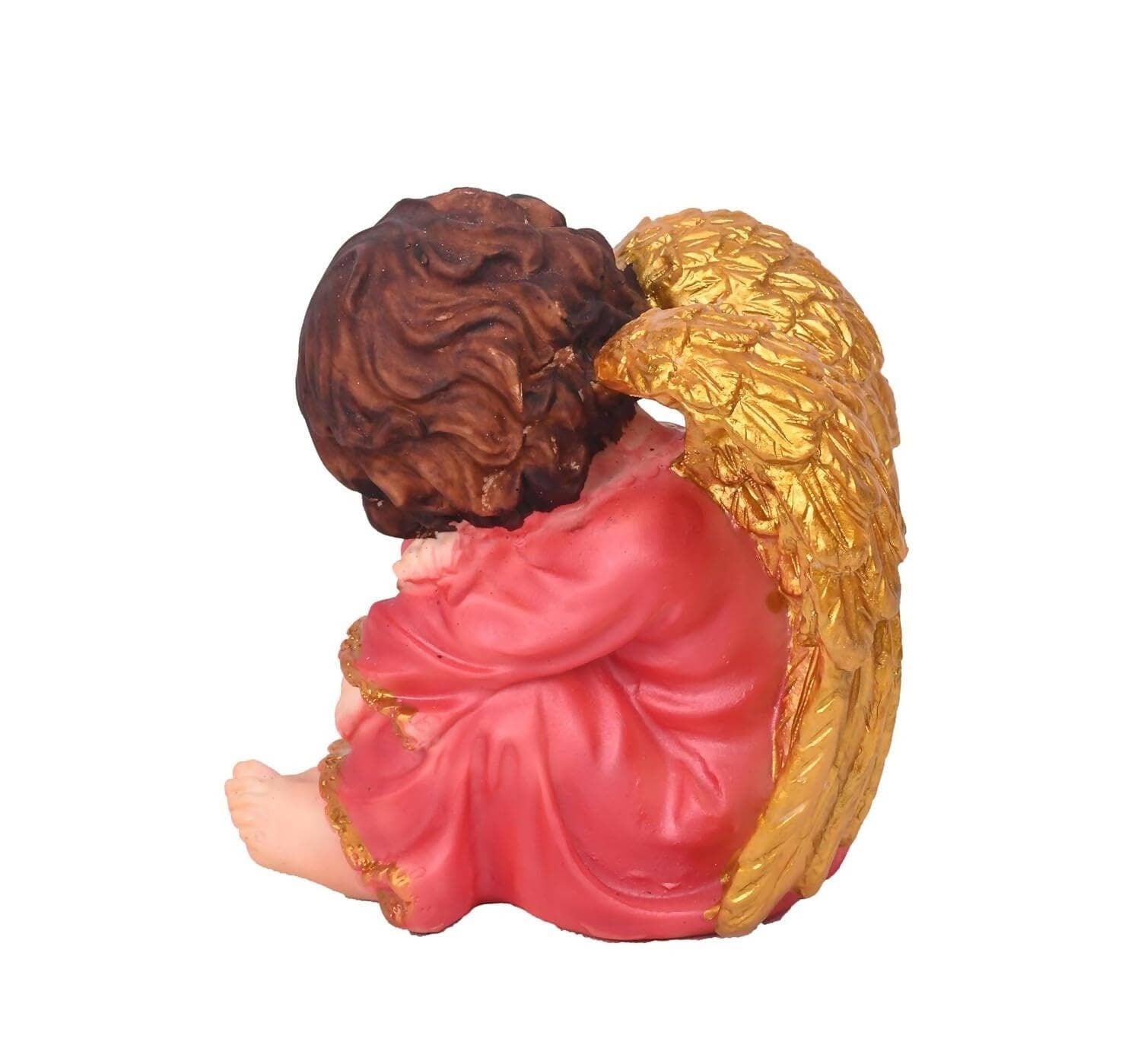 KariGhar Resin Sitting Angel Statue Catholic Idol for Home | Prayer Room | Bed Room | Shelf | Mantel | Gifting and Decoration, Pink - HalfPe