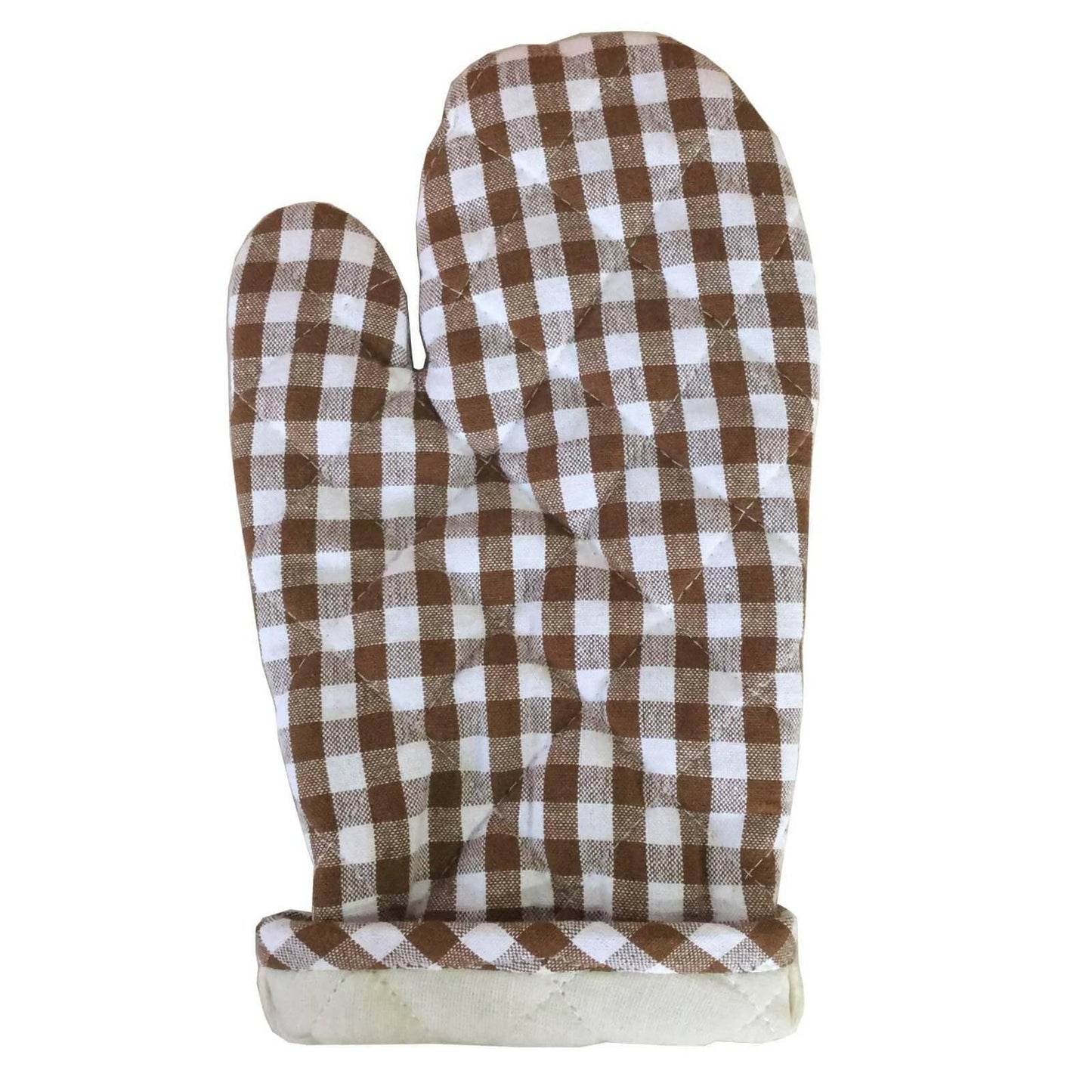 Lushomes oven gloves pot holder Combo, Brown Small Checks microwave gloves & pot holder for kitchen, oven mitts - HalfPe