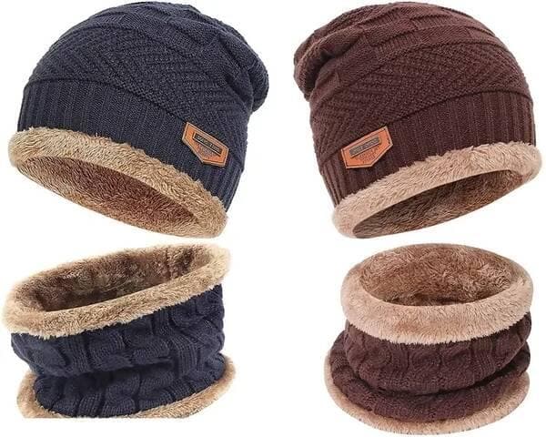 woolen cap 2 and neck scarf Cap (Pack of 4) - HalfPe