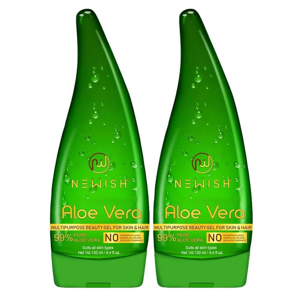 NEWISH Aloe Vera Multipurpose Gel For Glowing Skin & Hair growth , Moisturizer,Aftershave Lotion (Pack of 2 - 260 ML) - HalfPe