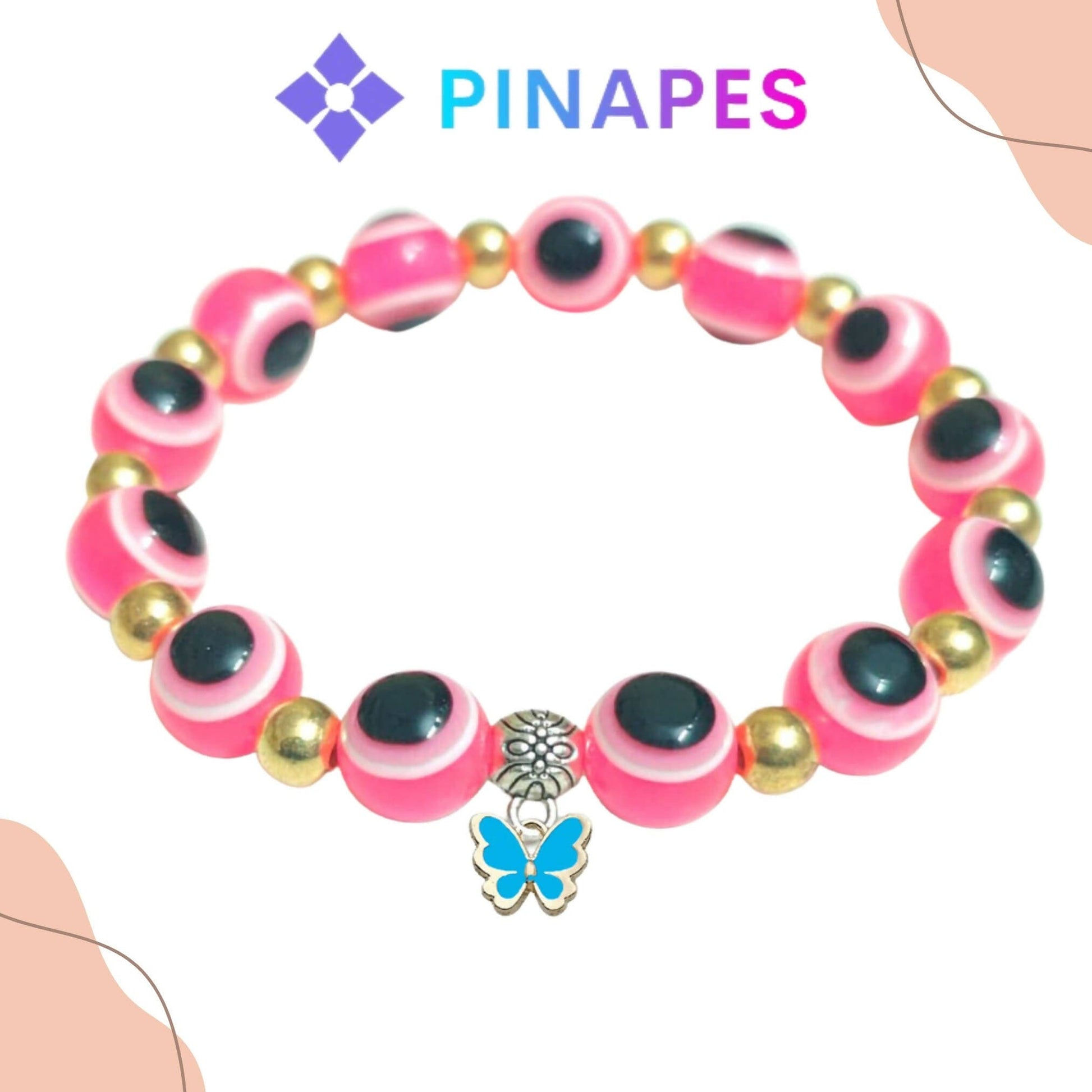 Pinapes Stylish Evil Eye Bracelet blue Butterfly (Pink, pack of 2) - HalfPe