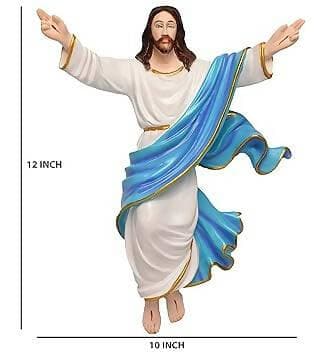 KariGhar Risen Christ / Jesus Christ (3 x 10 x12 Inches) Catholic Idol Perfect for Prayer Room / Drawing Room/ Bedroom/ Decoration & Gifting A0042 (Blue & White) - HalfPe