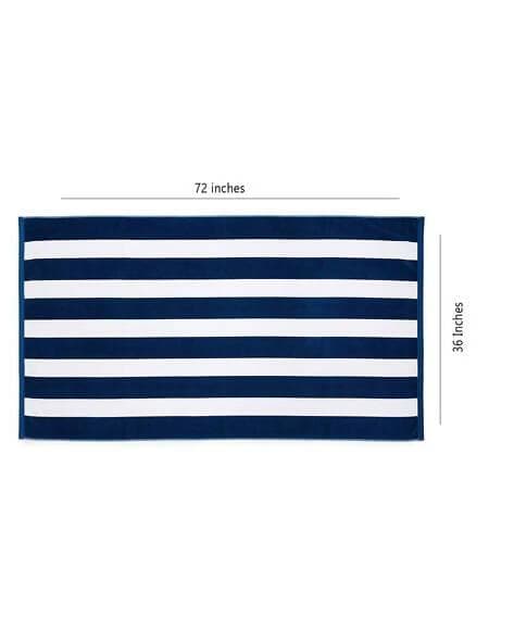 Lushomes Beach Swimming Blue & White Cabana Cotton Stripe Pool Towel (90 * 180cms) - HalfPe