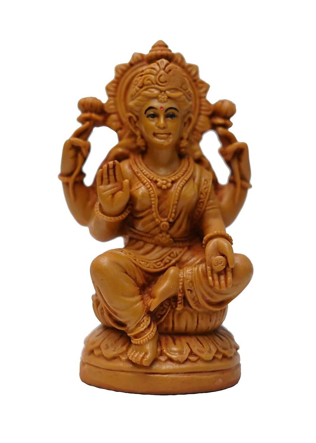 KariGhar Lakshmi Maa Idol for Puja Room, Gifting (Brown, 2.15X3.5X5 inches) - HalfPe