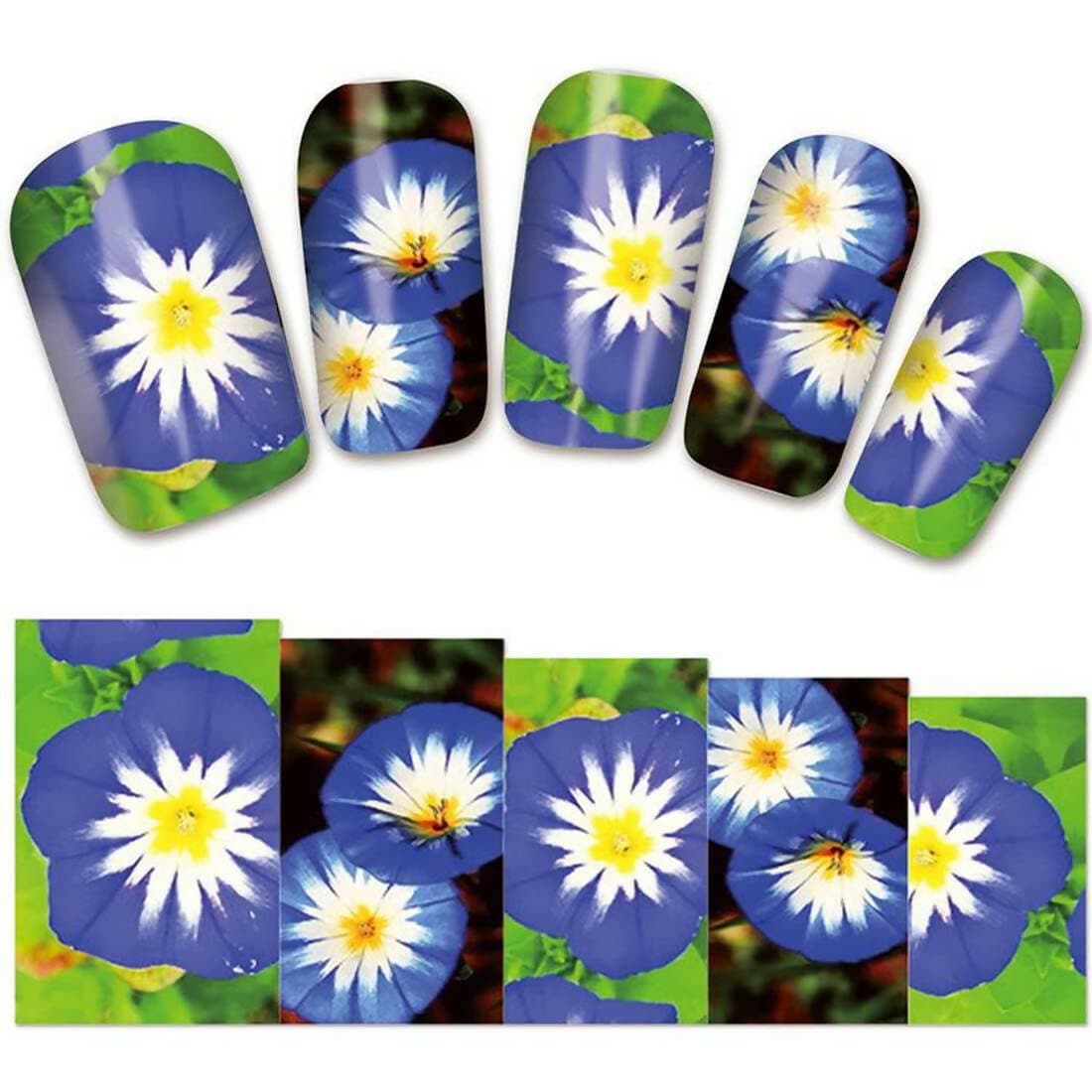 SENECIO Indigo Morning Glory YZW-1373 Nail Art Manicure Decal Water Transfer (Sticker 2 Sheets) - HalfPe