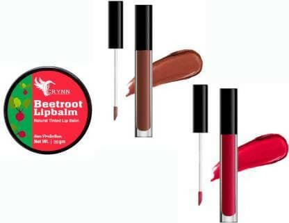 Crynn Essential BeetRoot Natural Tinted Lip Balm Sun Protection& Waterproof Liquid Lipstick Red& Maroon ( Pack Of 2(Multicolor) - HalfPe