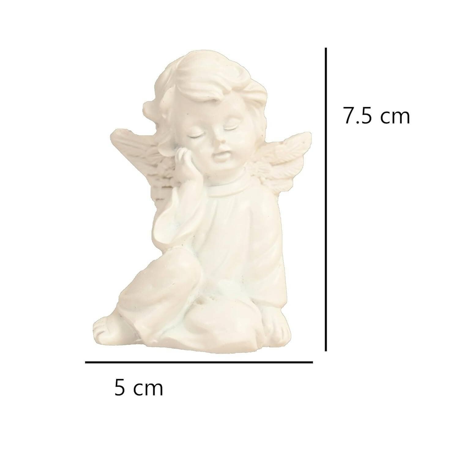 KariGhar Resin Small White Sitting Angel Statue Idol for Home - HalfPe