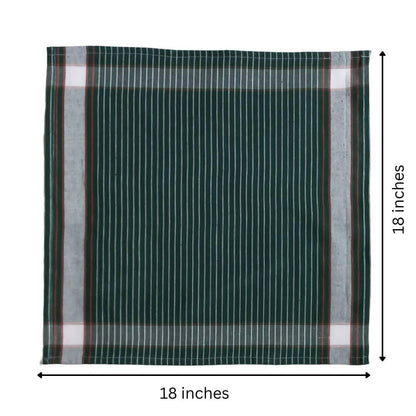 Cleaning Machine Washable Multipurpose Cotton Checked And Stripe Kitchen Towel Napkins, Modern kitchen accessories items, Napkins, Roti Clothes Wrap duster, 18x18 Inch, Set of 12, Stripe Green - HalfPe