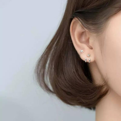 Cute earring stud s-style silver (2 pair) - HalfPe