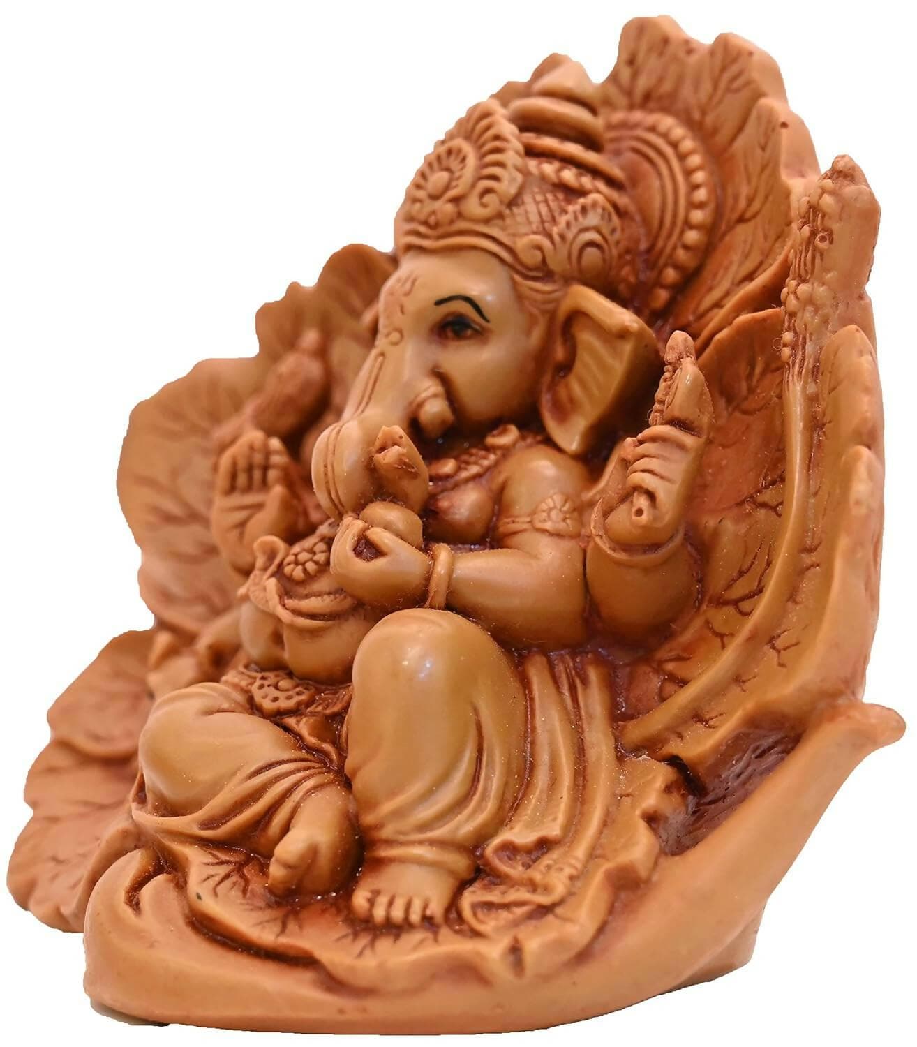 KariGhar Polyresin Ganesh Ganpati ji Idol for Car Dashboard, Jaswant Showflower - HalfPe