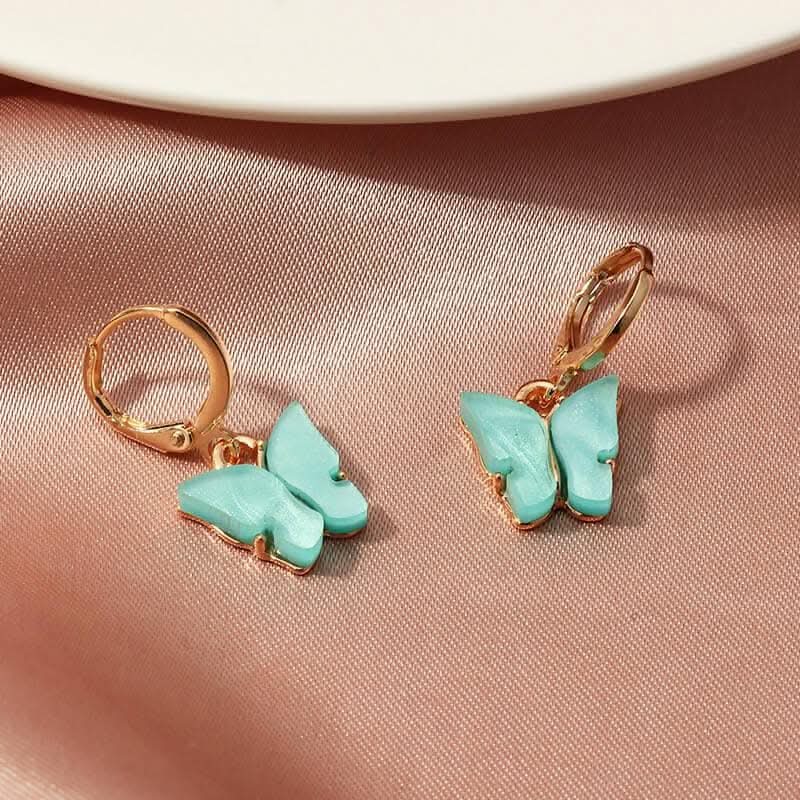 Pinapes elegant butterfly gold plated clip-on earrings for women and girls (Blue, pack of 2) - HalfPe